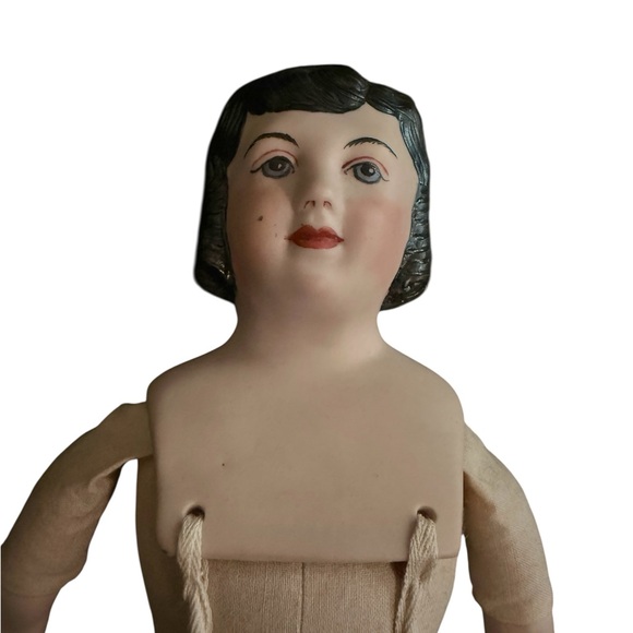 Vintage 1970’s Porcelain Bisque China Doll Head & Body, OOAK, Artist Signed 13” - Picture 5 of 10